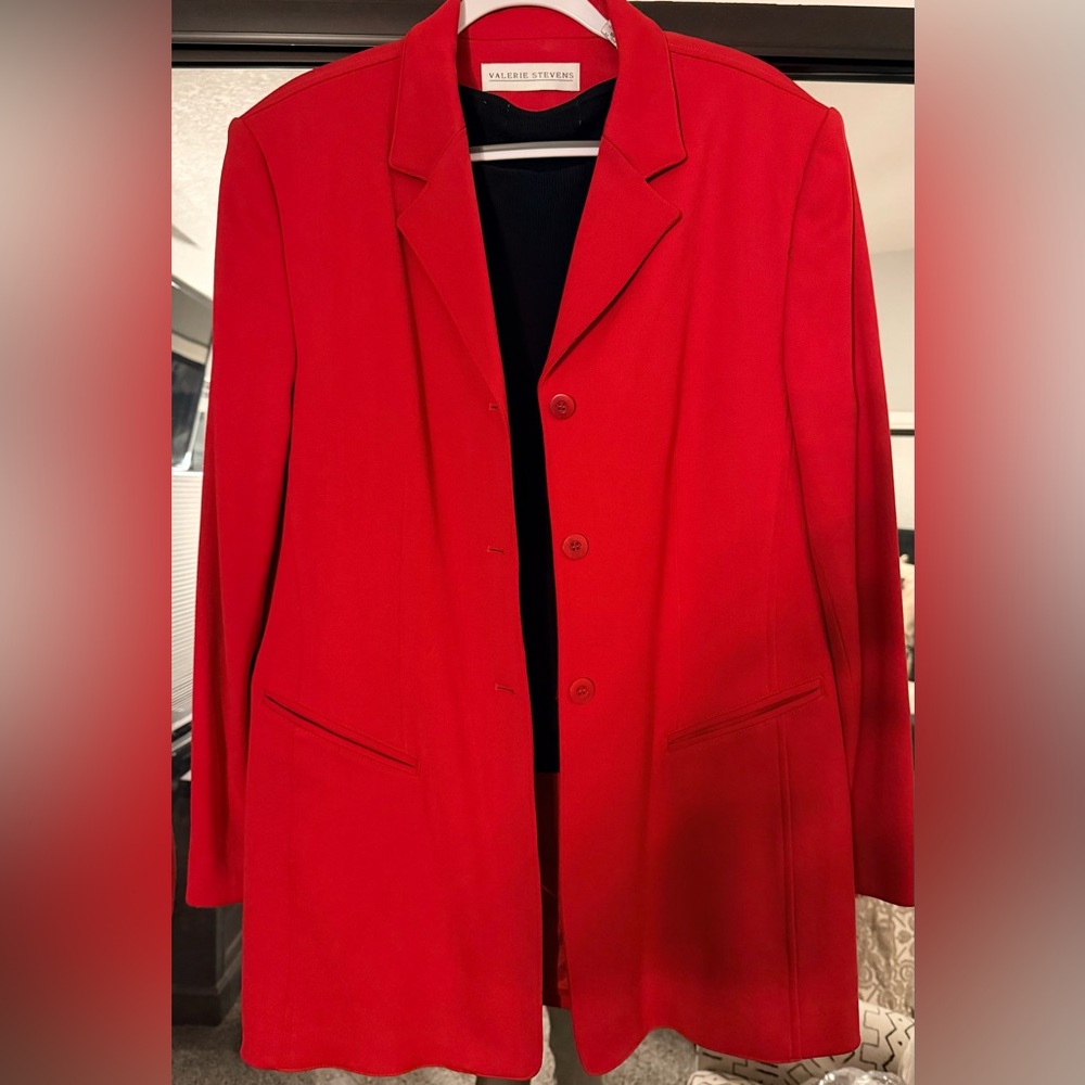Classic Red Blazer and Skirt